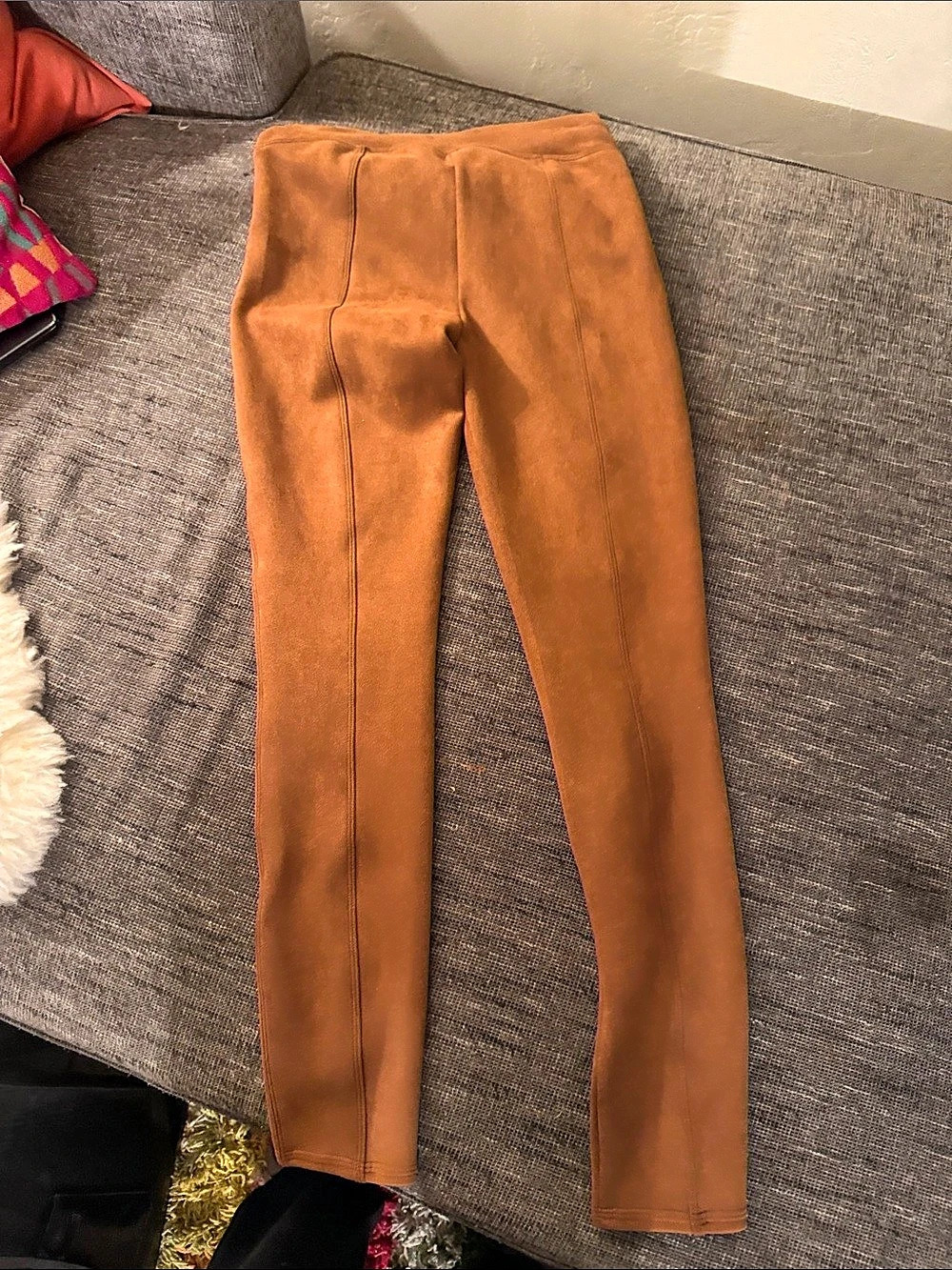 Spanx Faux Suede Leggings Brown Small